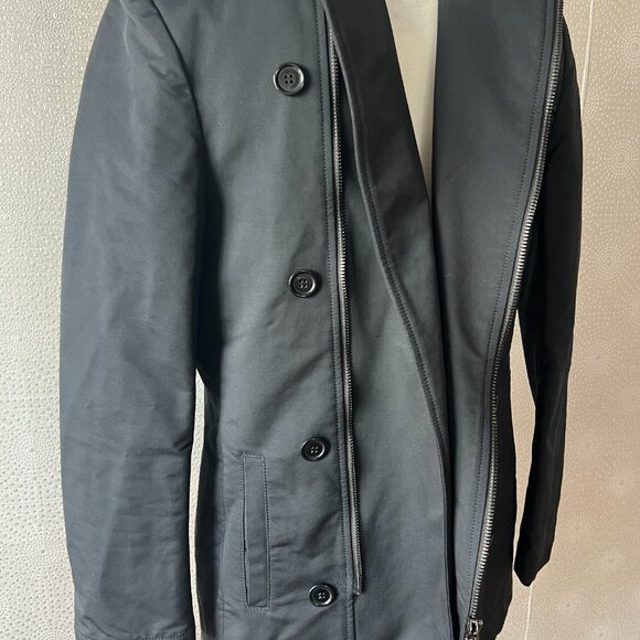 John Barritt Mens Black Sdze Zip Long Sleeve Biker Jacket Coat Size Medium - Picture 2 of 5